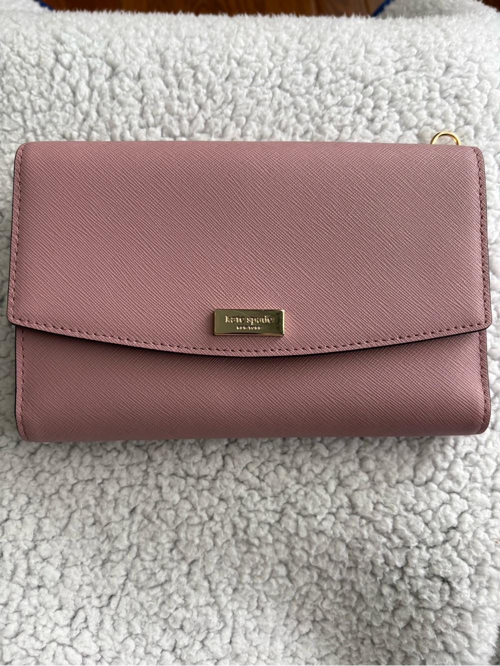 Kate Spade Pink Saffiano Leather Flap Chain Wallet Crossbody Bag - Like New - Picture 3 of 14
